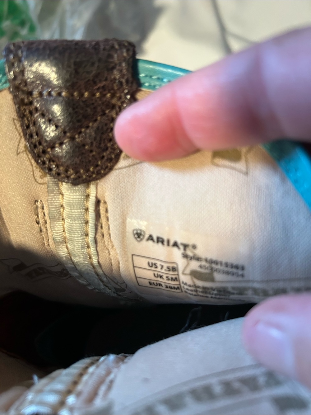 Ariat Brown Ankle Boots with Turquoise Trim - Picture 4 of 5